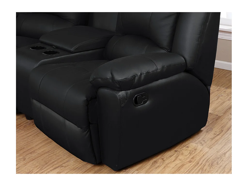 Relaxsofa 3-Sitzer - Leder - Schwarz - AROMA