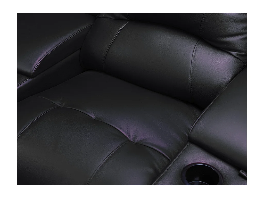 Relaxsofa 3-Sitzer - Leder - Schwarz - AROMA