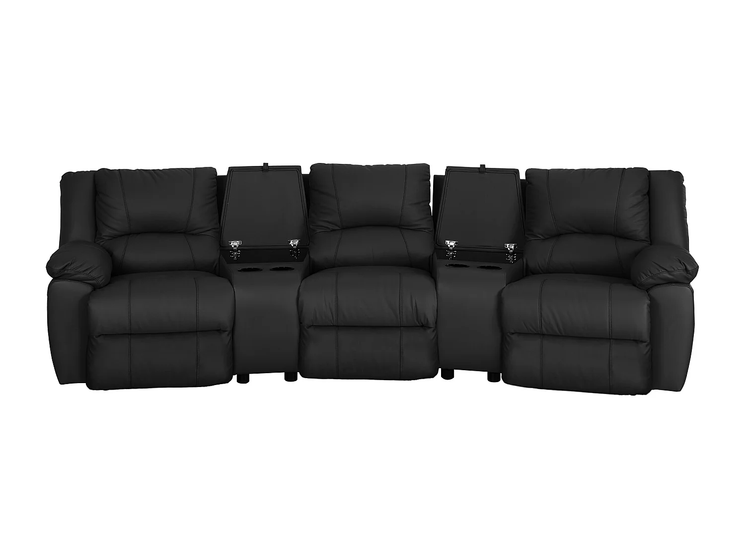 3-sits reclinersoffa i svart läder AROMA