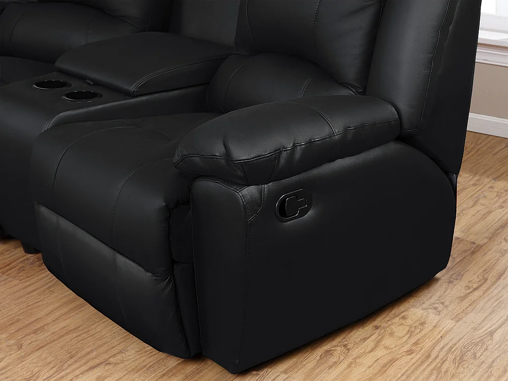 3-sits reclinersoffa i svart läder AROMA