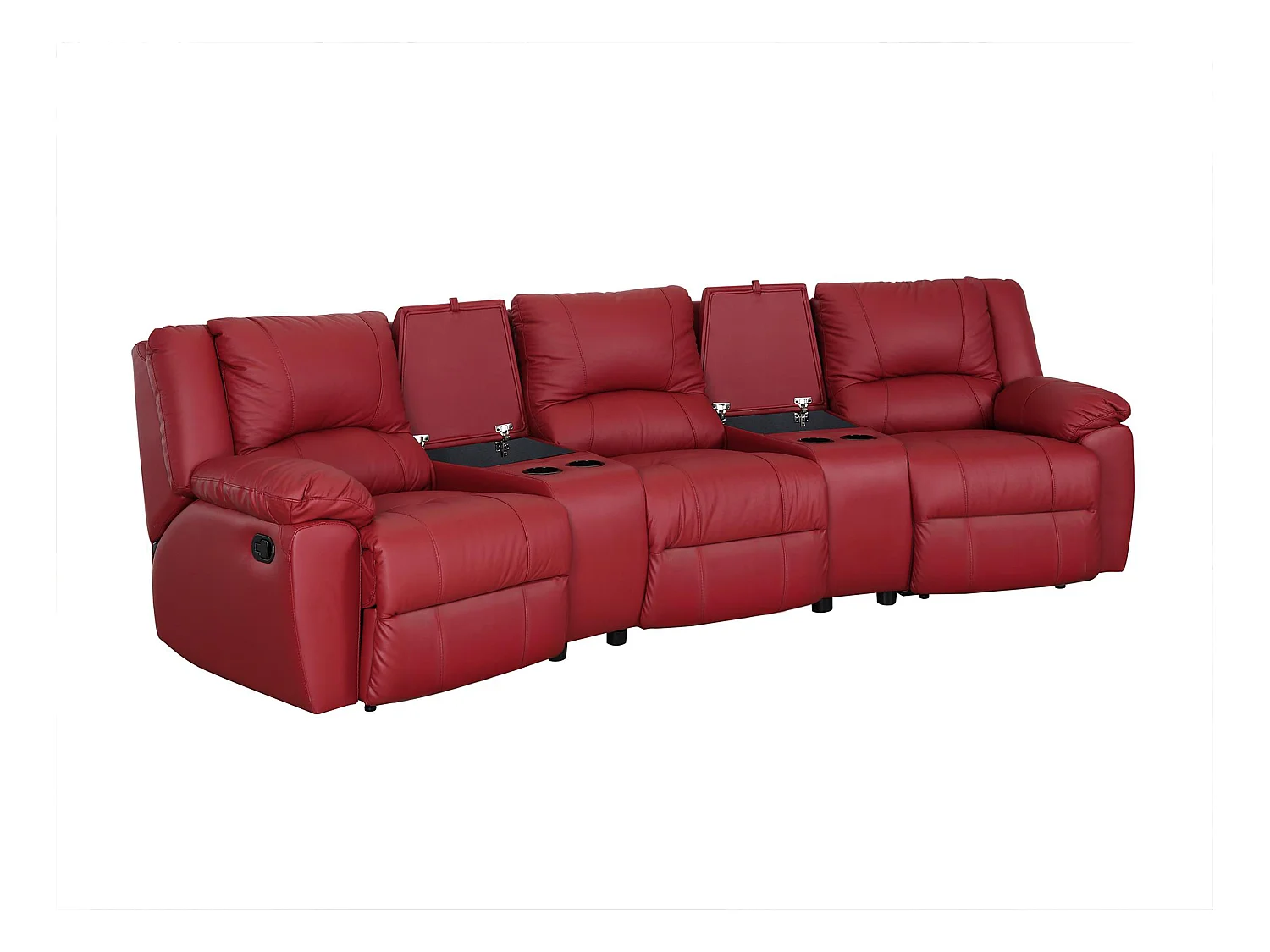 Canapé 3 places relax en cuir AROMA - Rouge