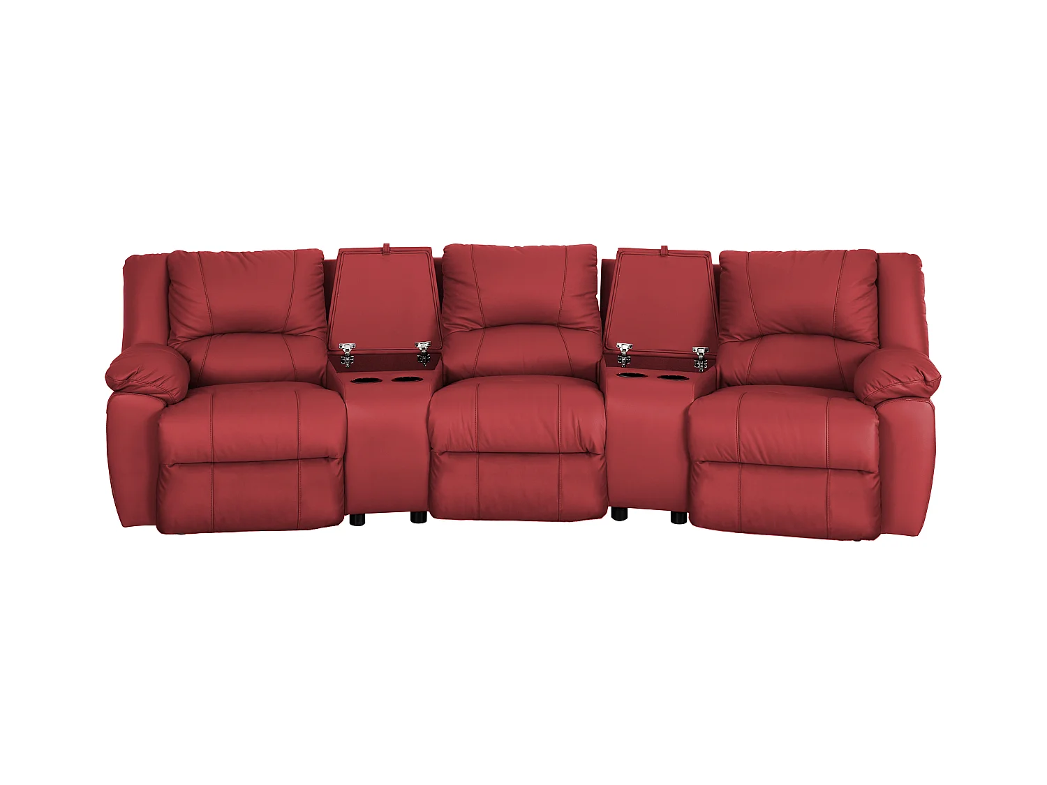 Driezits relaxbank van leer AROMA - rood