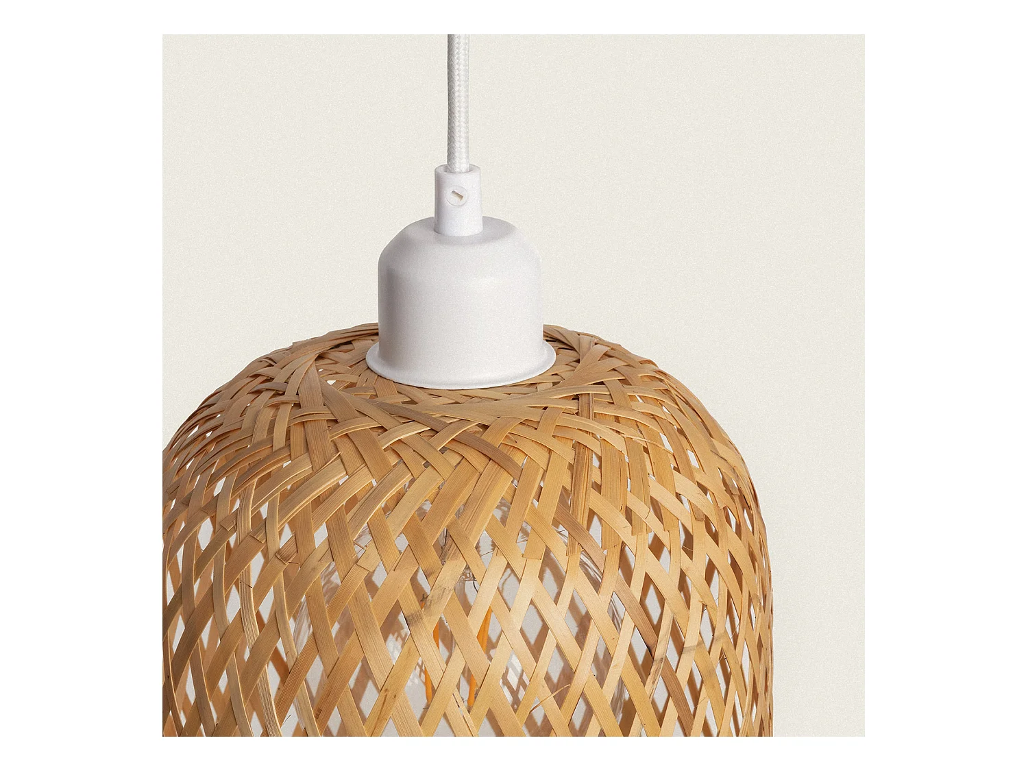 Suspension Bambou Kawaii  Textile blanc