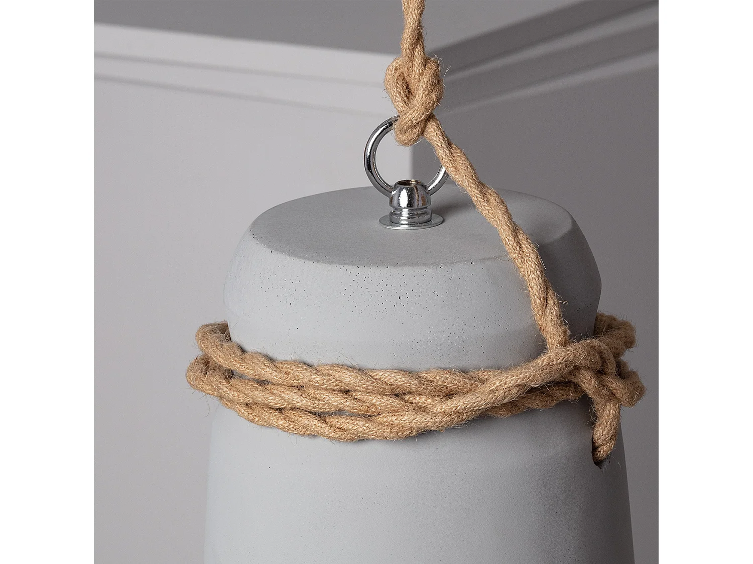 Suspension Ciment et Corde Dawan Gris graphite