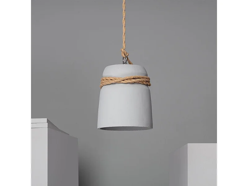 Suspension Ciment et Corde Dawan Gris graphite