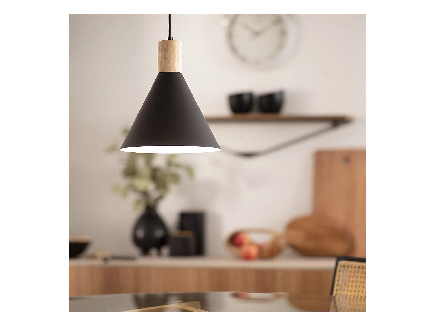 Lampada a Sospensione Metallo e Legno Arbat Nero