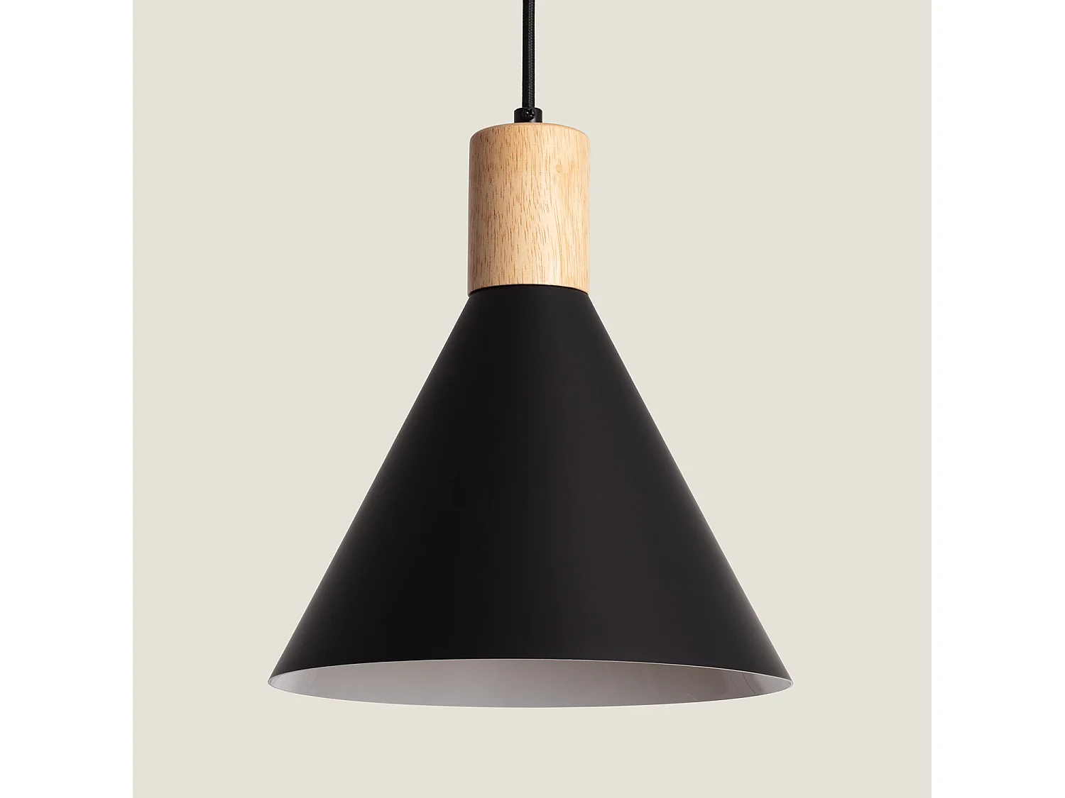 Lámpara Colgante Aluminio y Madera Arbat Negro