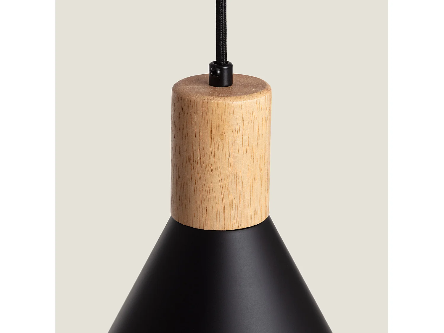 Lámpara Colgante Aluminio y Madera Arbat Negro