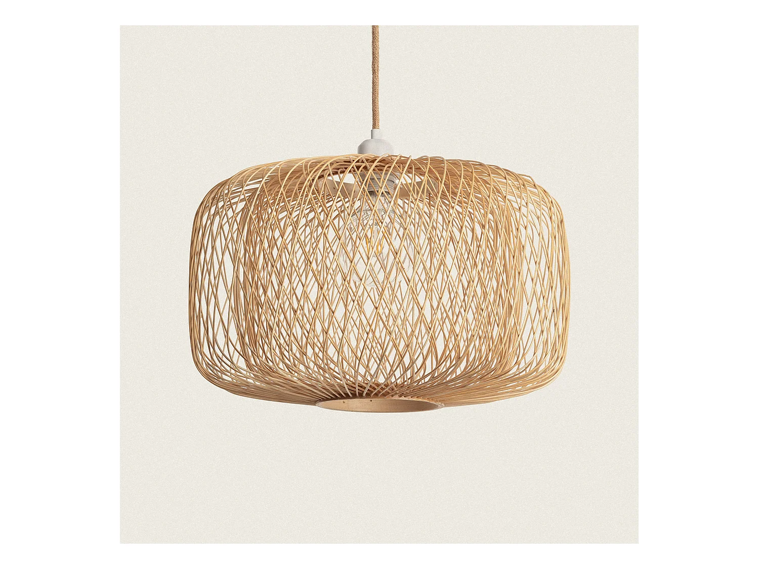 Suspension Bambou Dao Do  Textile blanc