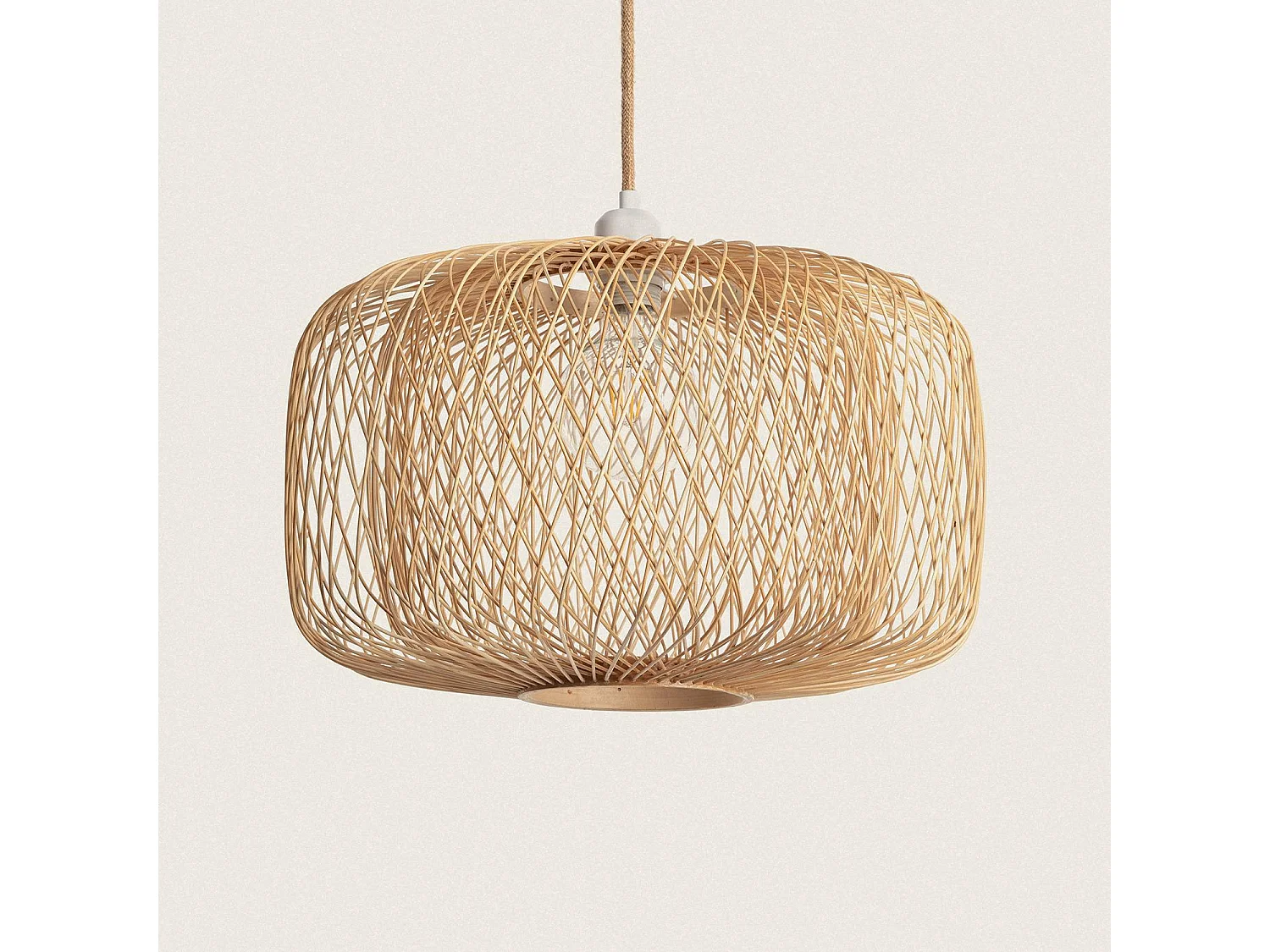 Suspension Bambou Dao Do  Textile blanc