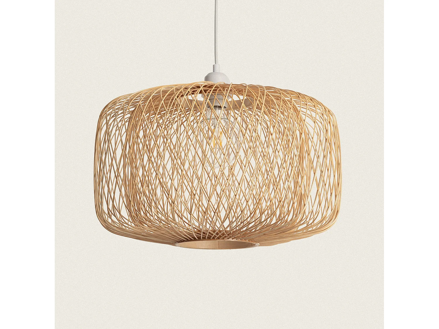 Suspension Bambou Dao Do  Textile blanc
