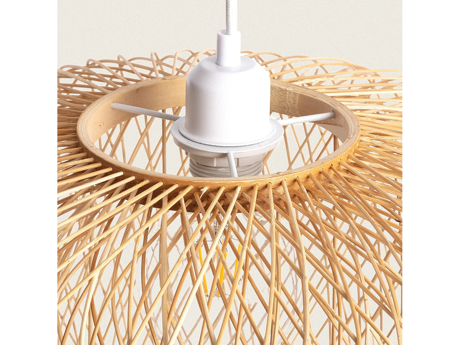 Suspension Bambou Dao Do  Textile blanc