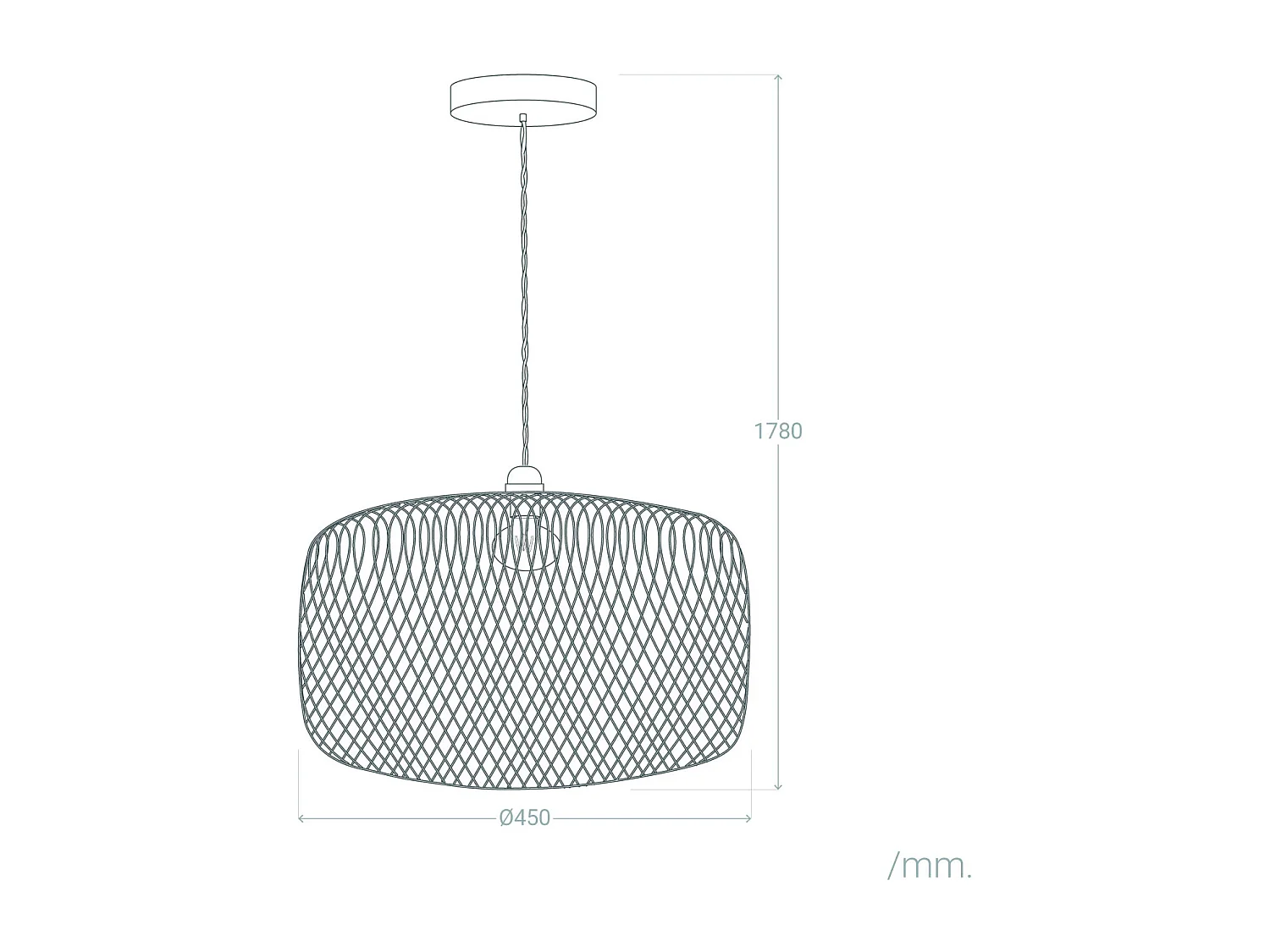 Suspension Bambou Dao Do  Textile blanc