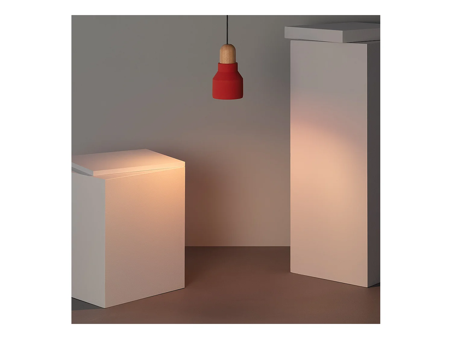 Suspension Ciment et Bois Luster Terre cuite