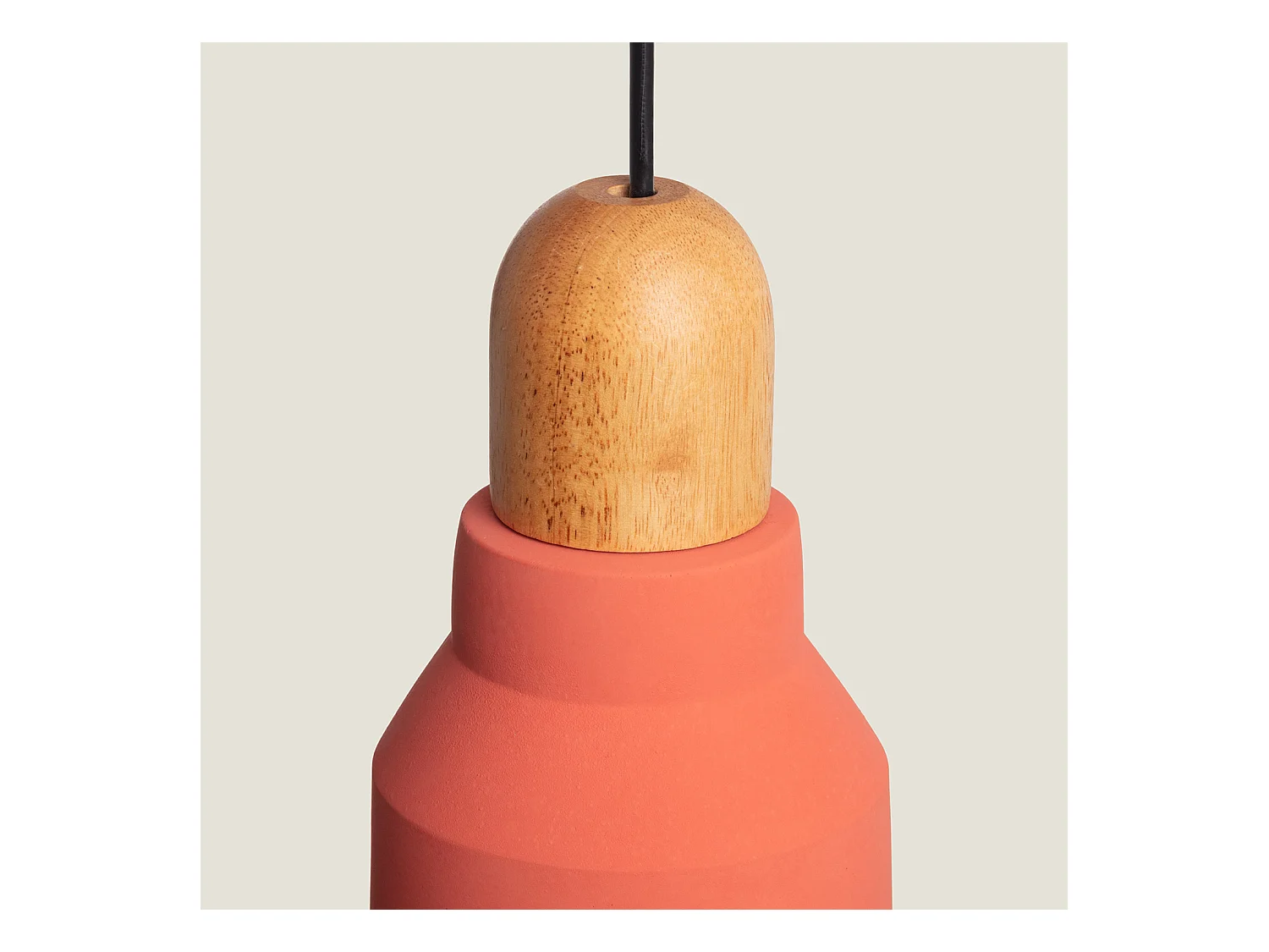 Suspension Ciment et Bois Luster Terre cuite