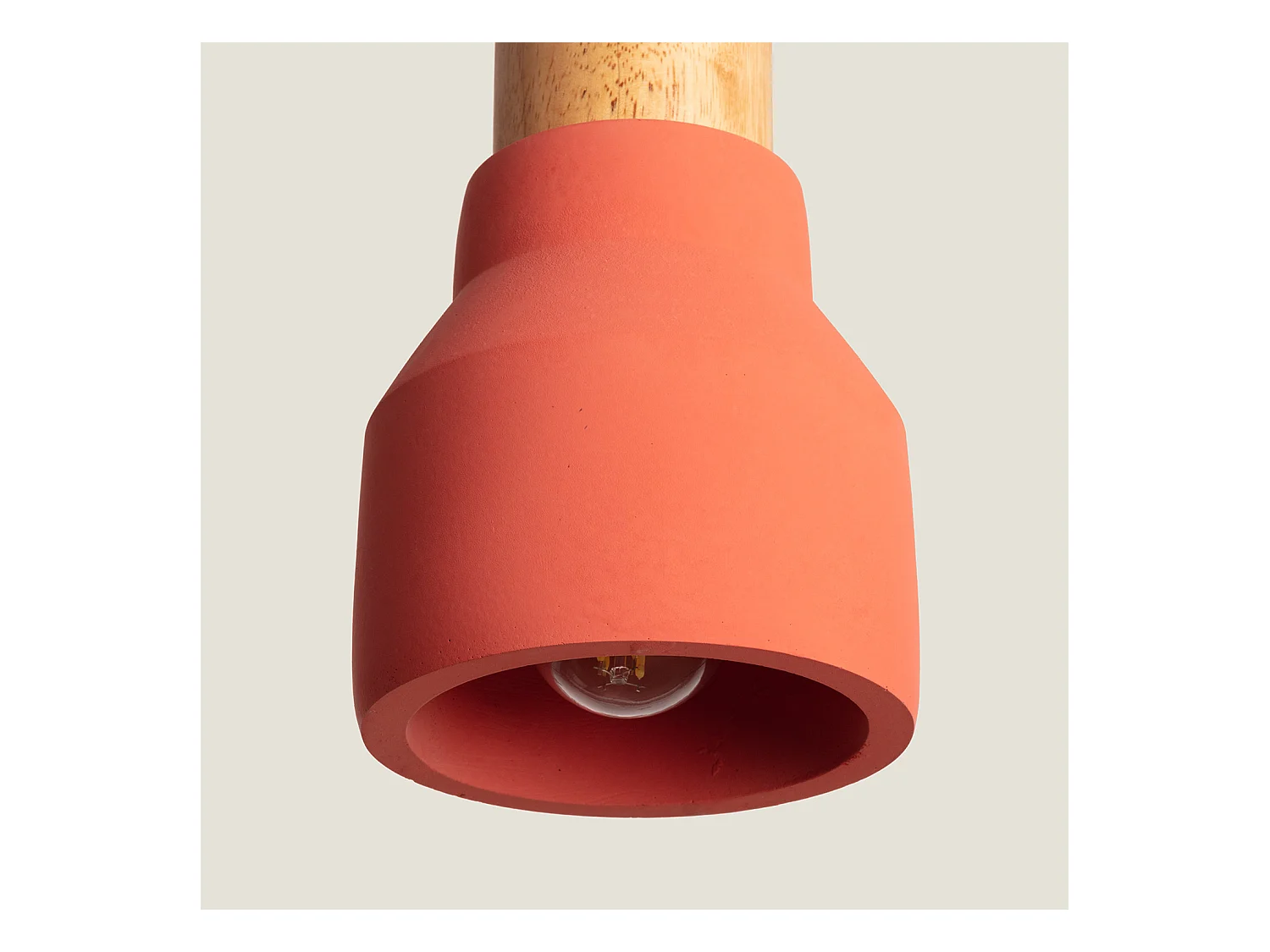 Suspension Ciment et Bois Luster Terre cuite