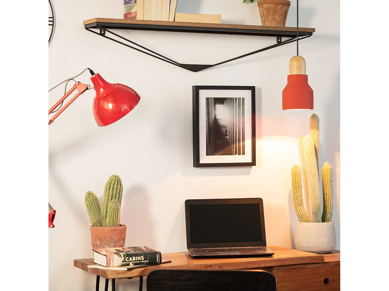 Lampada a Sospensione Cemento e Legno Luster Terracotta