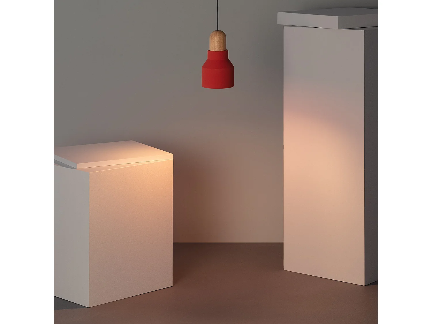 Lampada a Sospensione Cemento e Legno Luster Terracotta