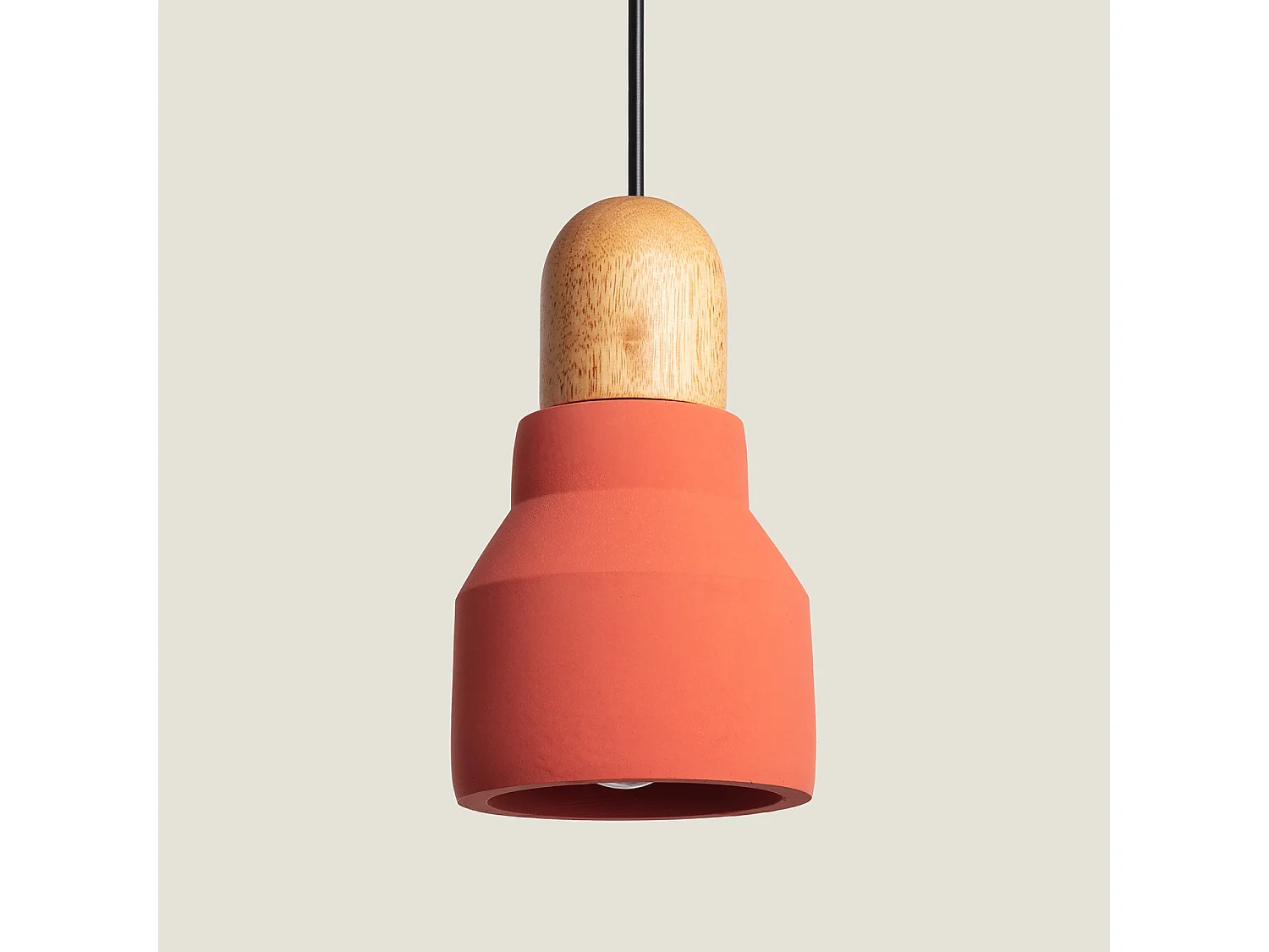Lampada a Sospensione Cemento e Legno Luster Terracotta