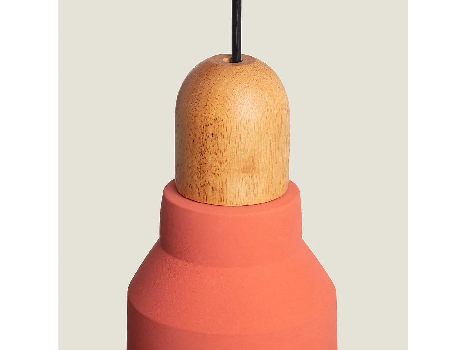 Lampada a Sospensione Cemento e Legno Luster Terracotta