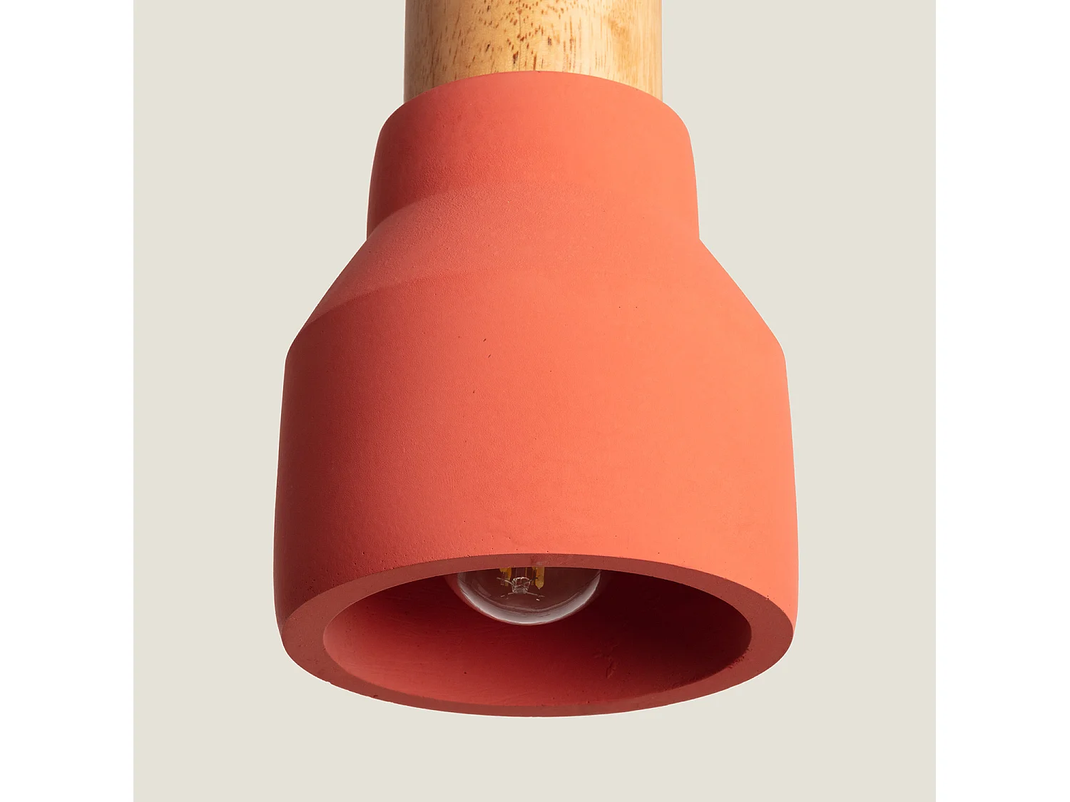 Lampada a Sospensione Cemento e Legno Luster Terracotta