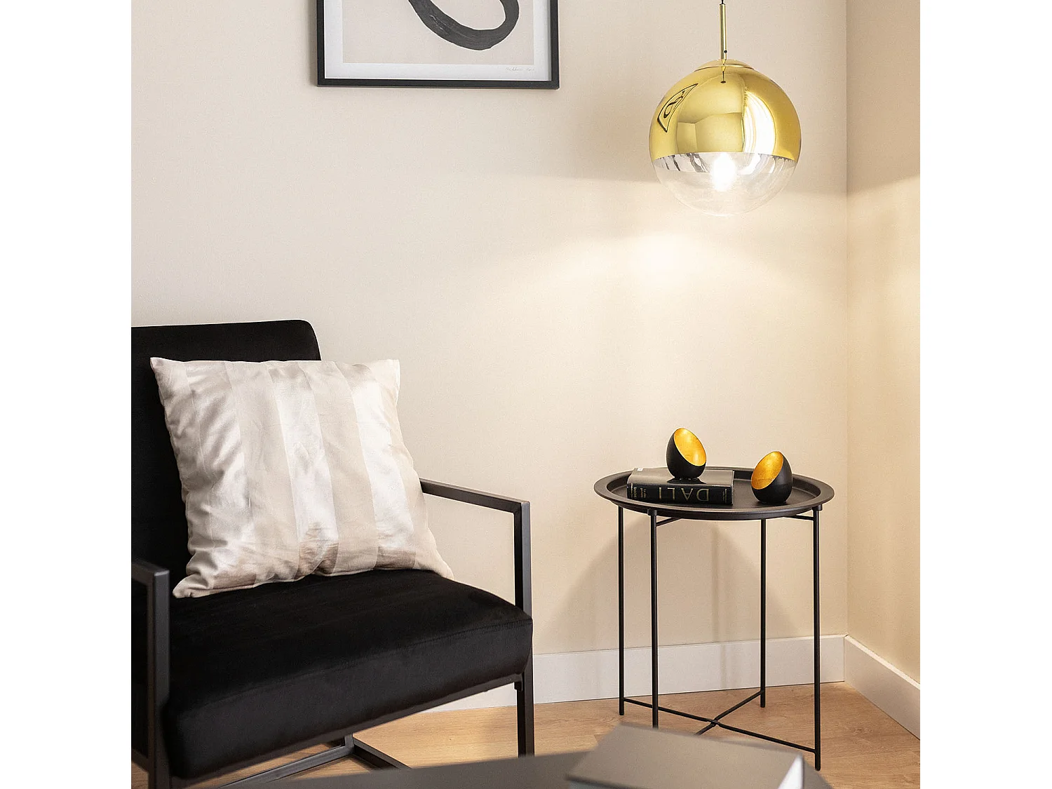 Lámpara Colgante Metal y Cristal Yelitza Gold Dorado