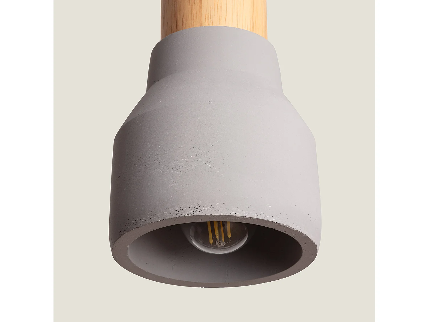 Lampada a Sospensione Cemento e Legno Luster Grigio Pietra