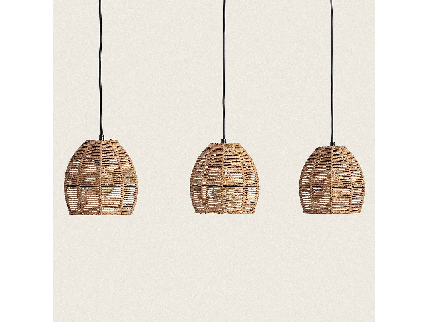 Suspension Papier Tressé Mahali 3 Spots ILUZZIA  Naturel