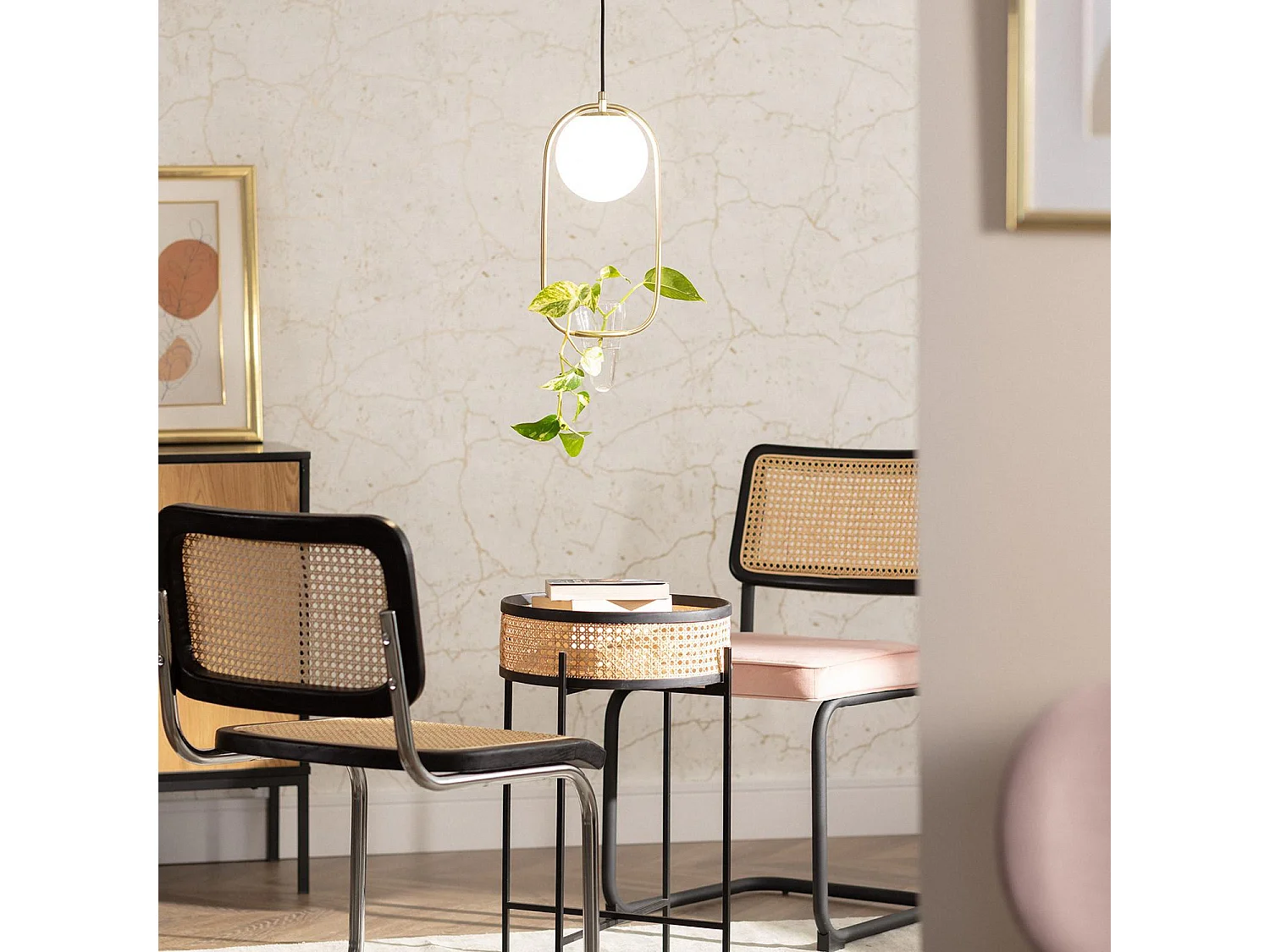 Lampada a Sospensione Metallo e Vetro Moonlight Puncak Oro