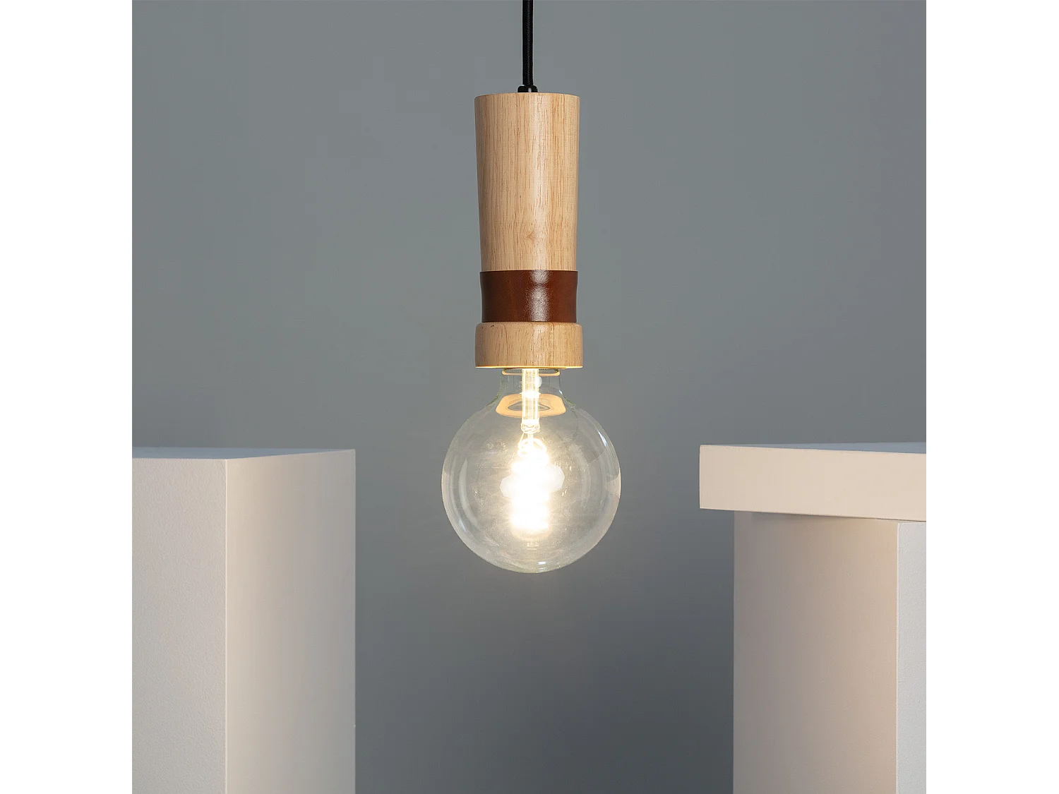 Lámpara Colgante Madera Túria Natural