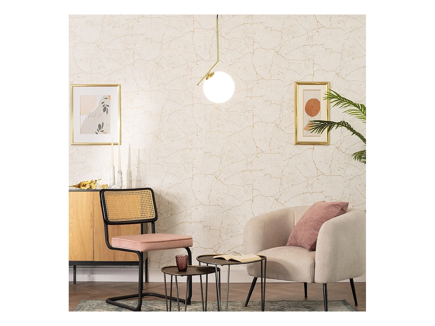 Lámpara Colgante Metal y Cristal Moonlight Dorado