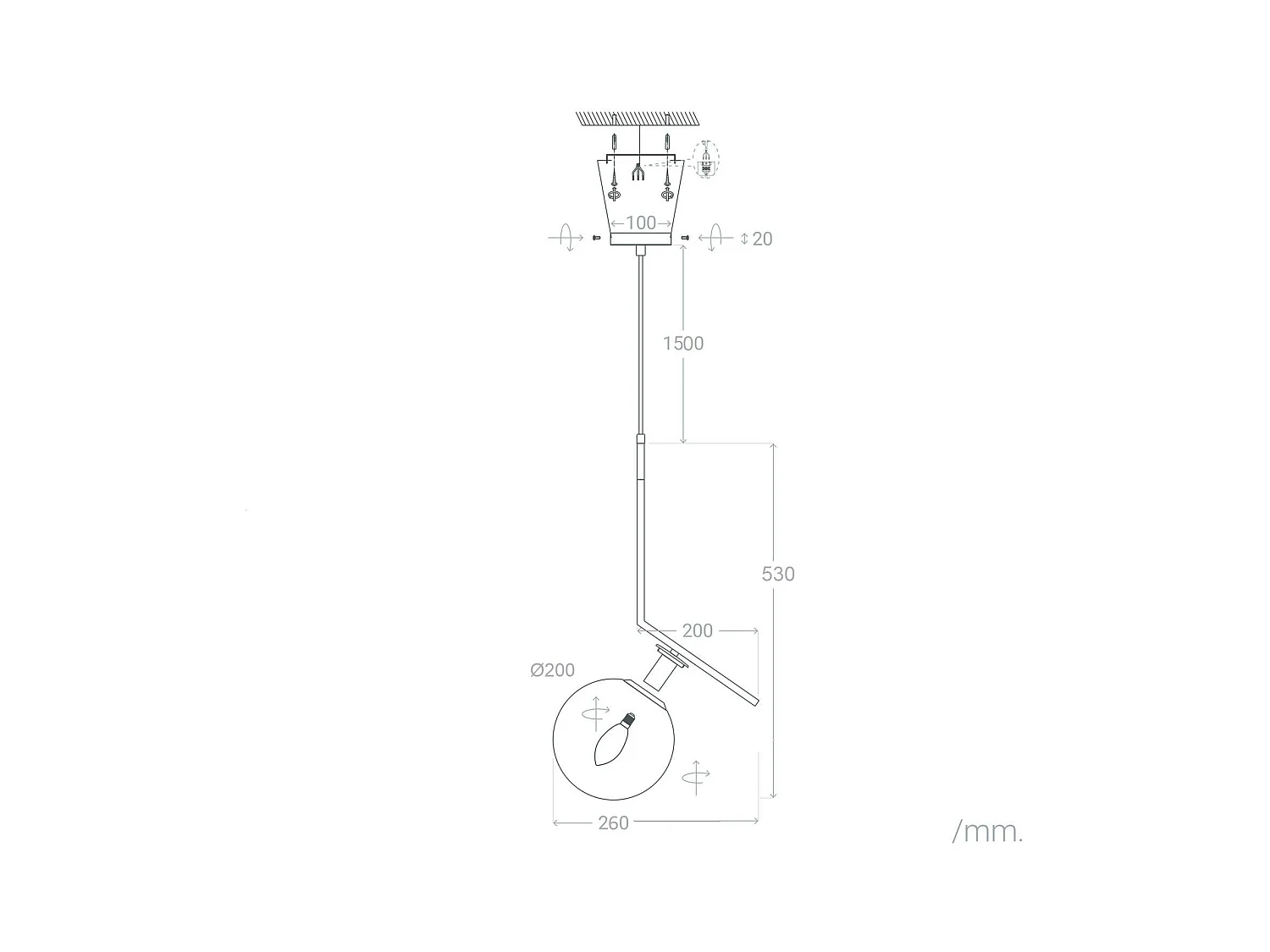 Lámpara Colgante Metal y Cristal Moonlight Dorado