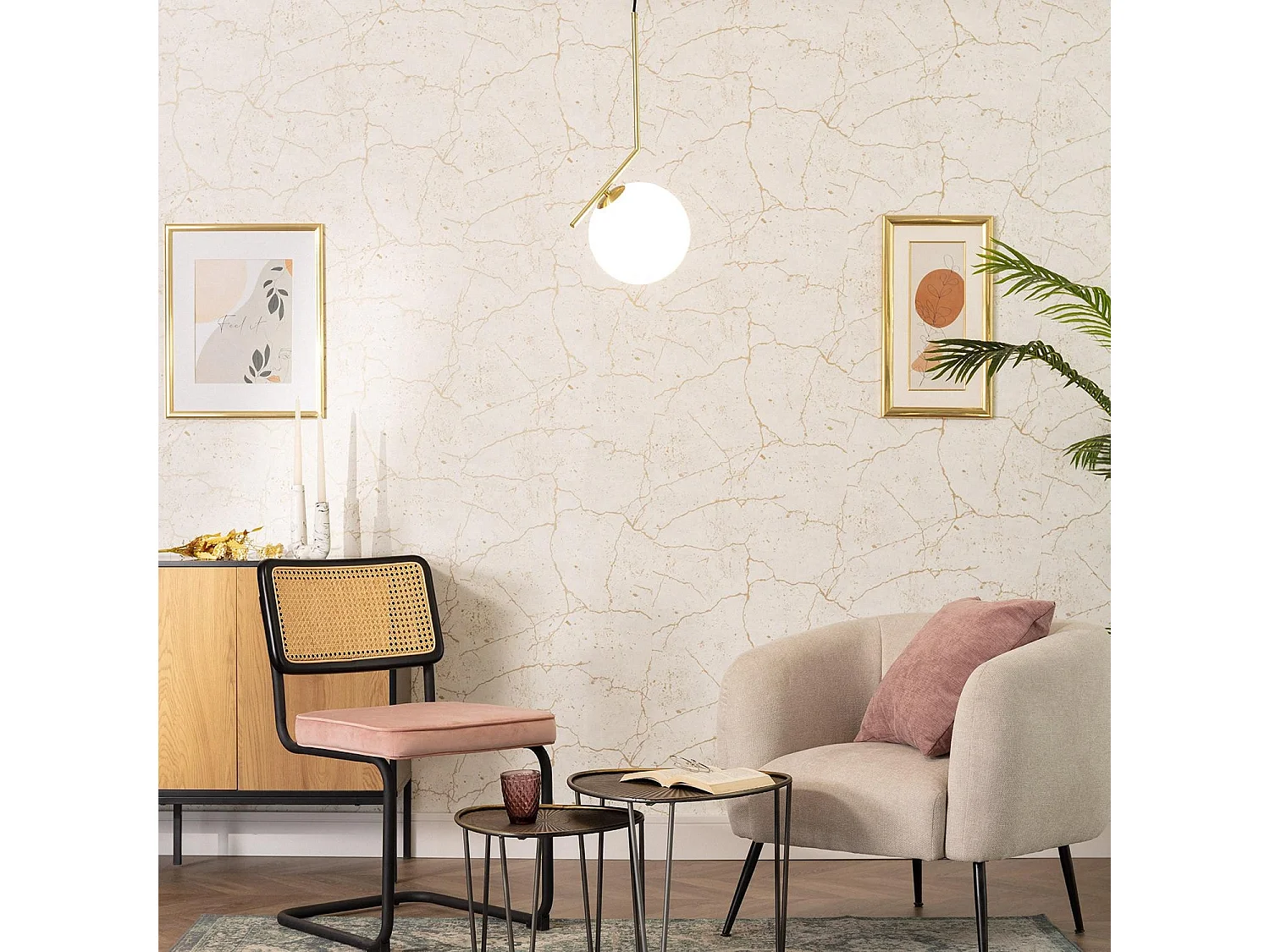 Suspension Métal et Verre Moonlight Doré