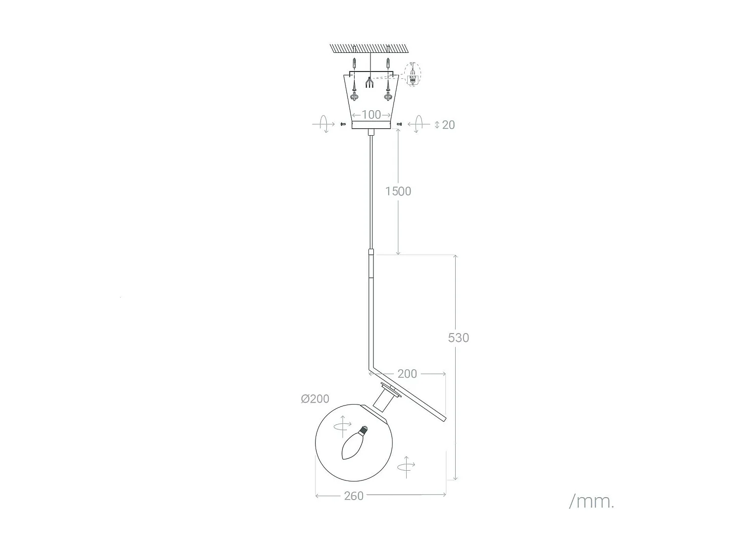 Suspension Métal et Verre Moonlight Doré