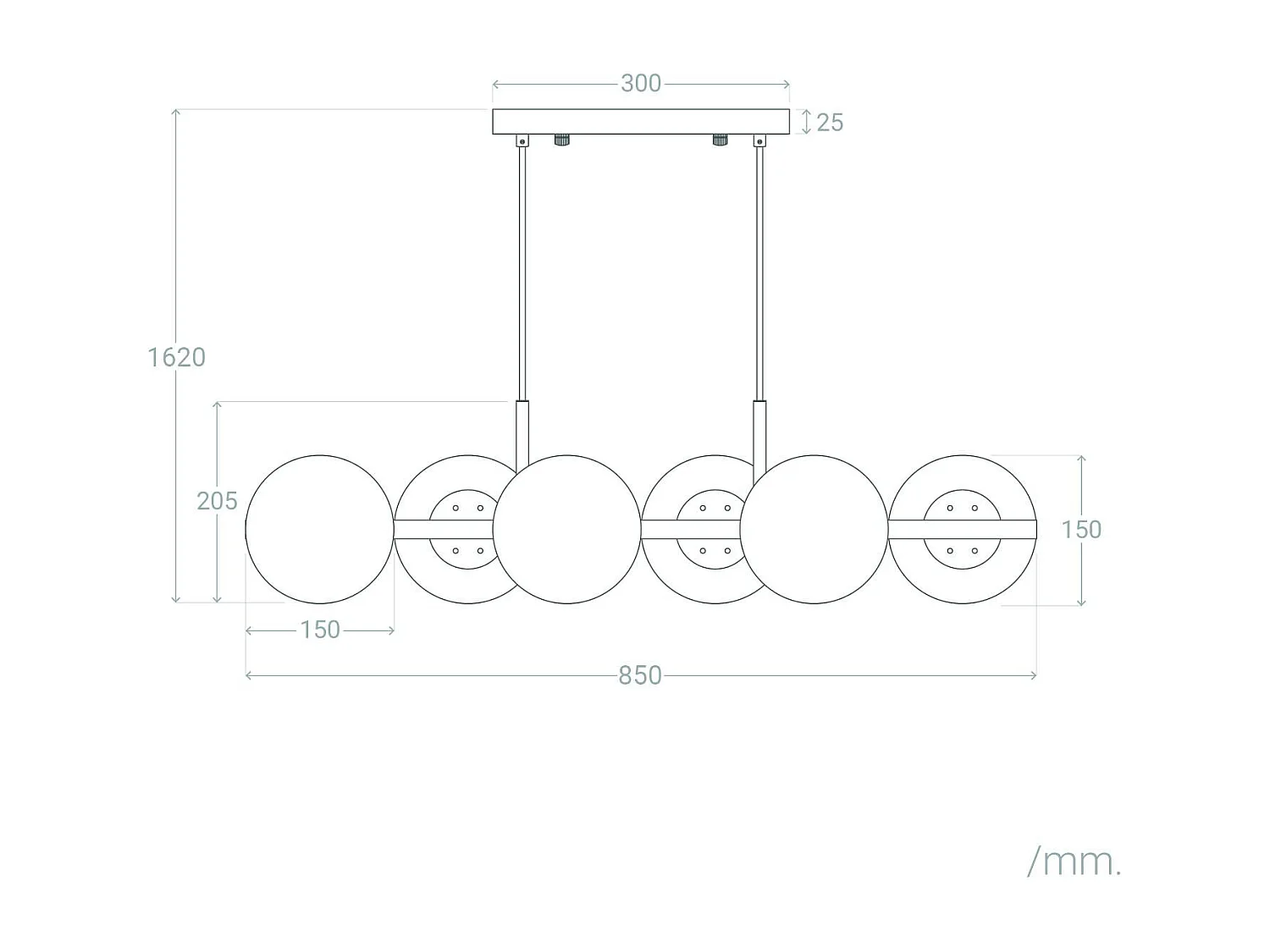 Lampada a Sospensione in Metallo Moonlight Brass 6 Faretti Oro