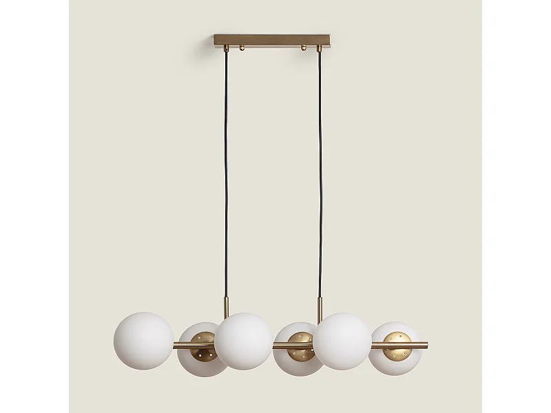 Suspension Métal et Verre Moonlight Brass 6 Spots Doré