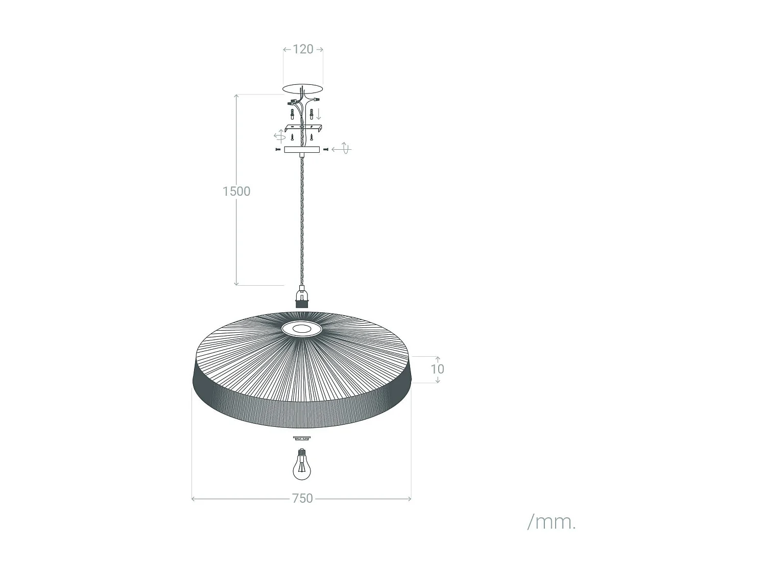 Lampada a Sospensione Fibre Naturali Yokho Naturale
