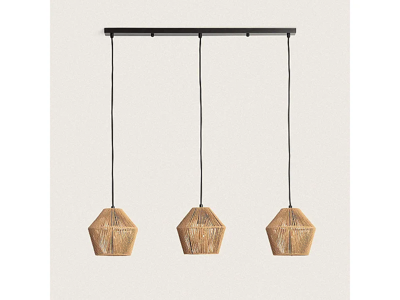 Lámpara Colgante Papel Trenzado Kirito 3 Focos Natural