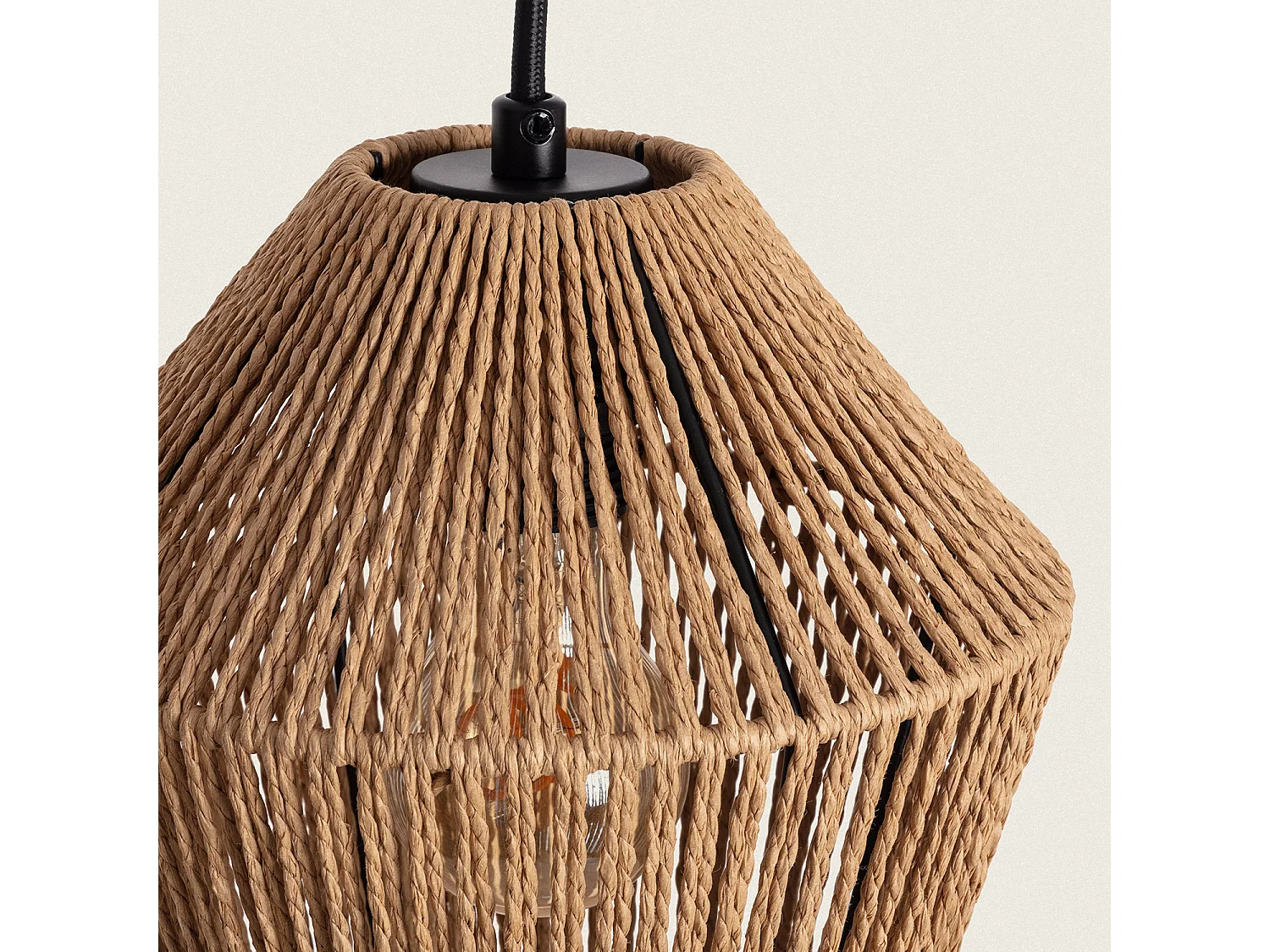 Lámpara Colgante Papel Trenzado Kirito 3 Focos Natural