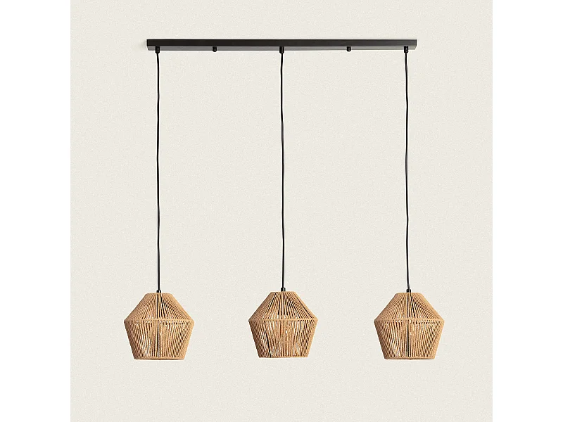 Suspension Papier Tressé Kirito 3 Spots  Naturel