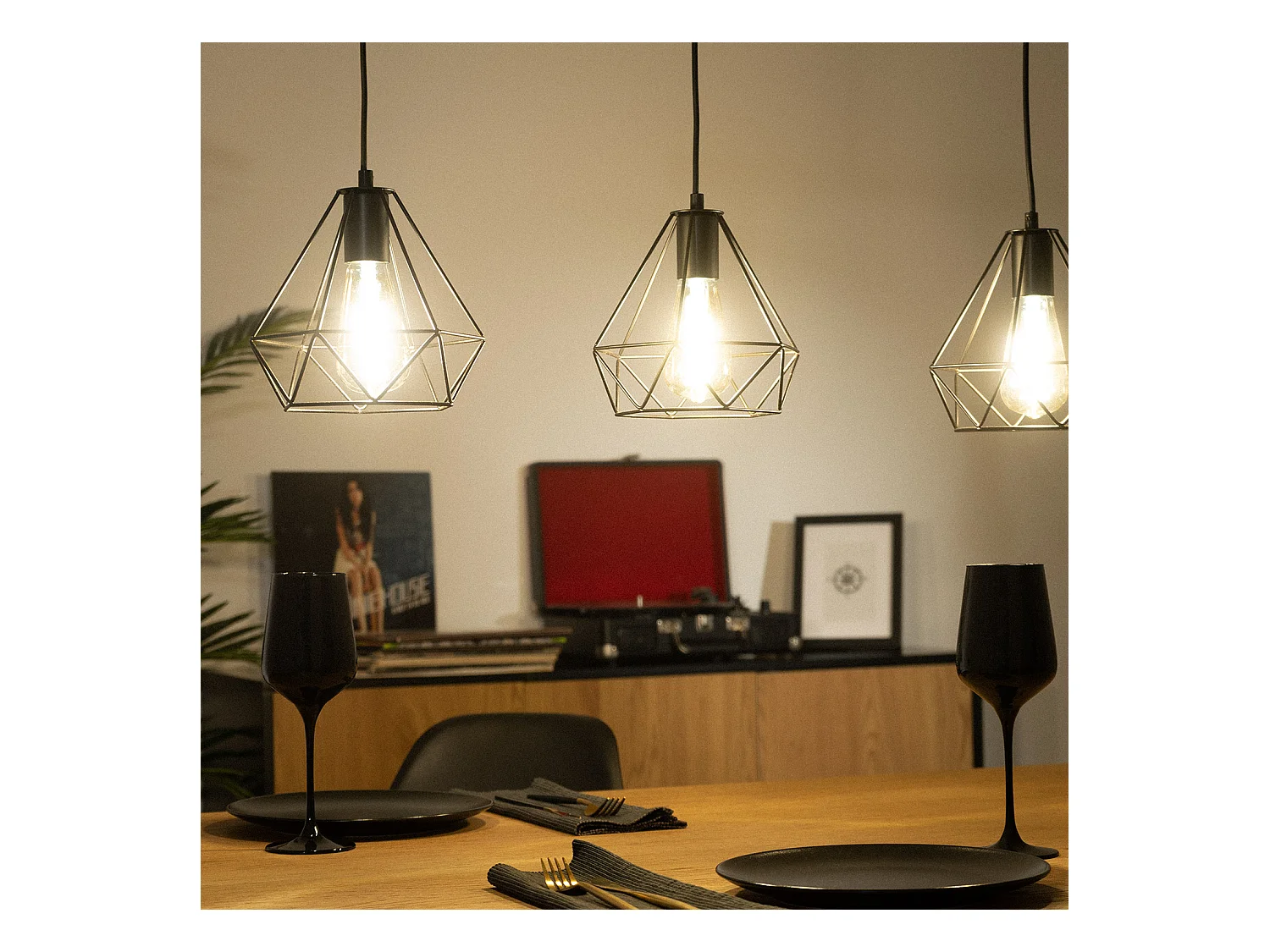 Suspension Métal Sardo 3 Spots Noir