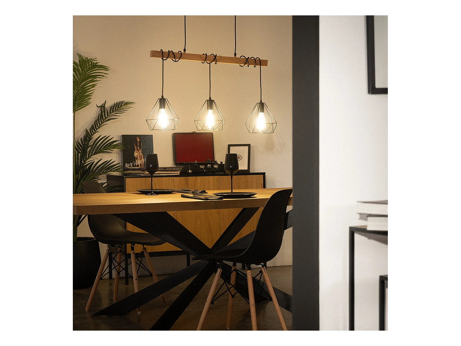 Suspension Métal Sardo 3 Spots Noir