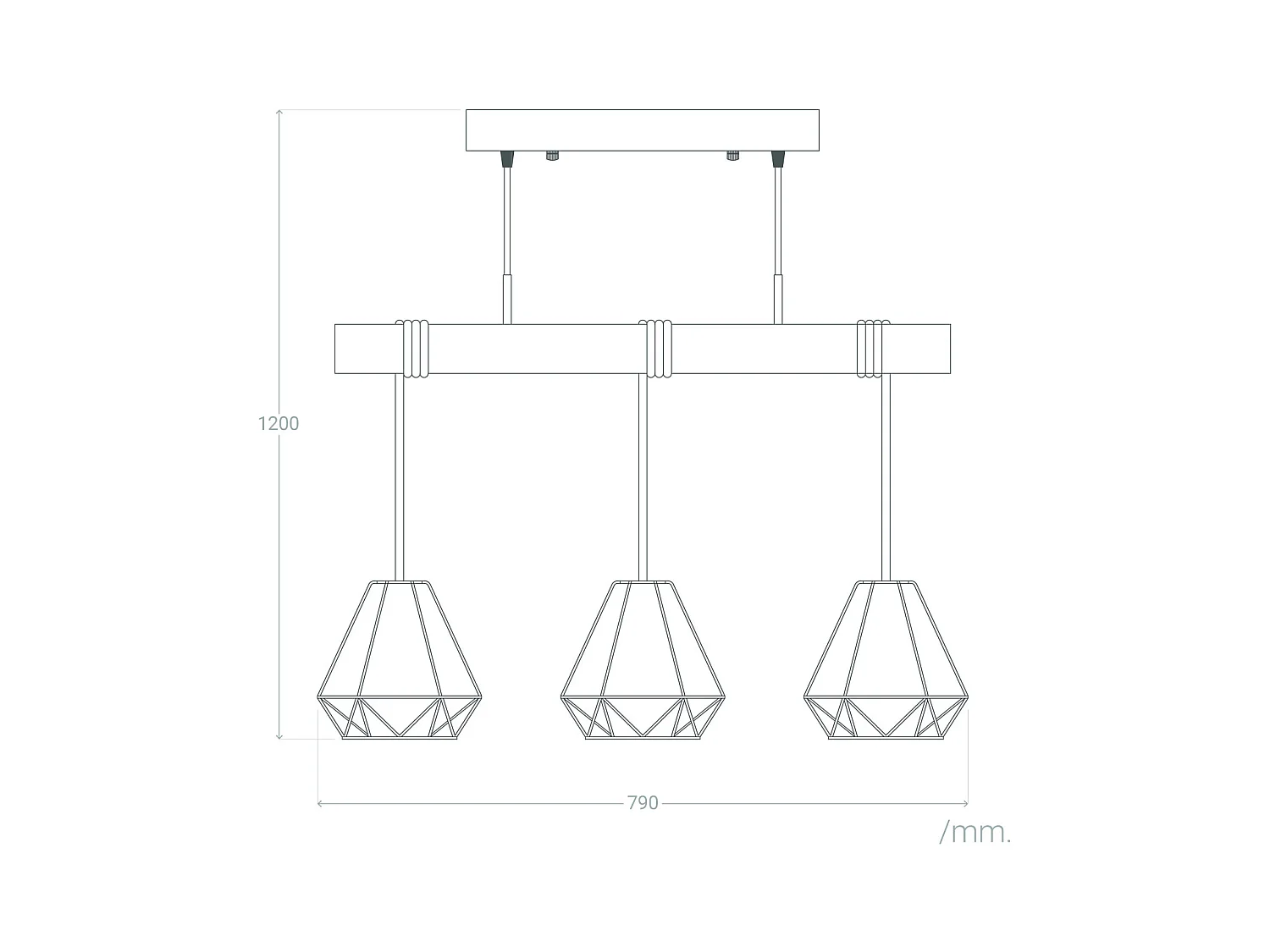 Suspension Métal Sardo 3 Spots Noir