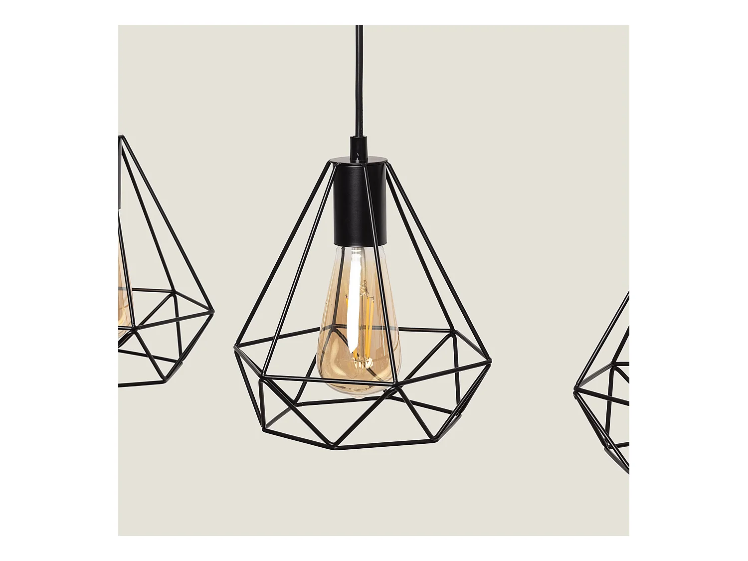 Suspension Métal Sardo 3 Spots Noir