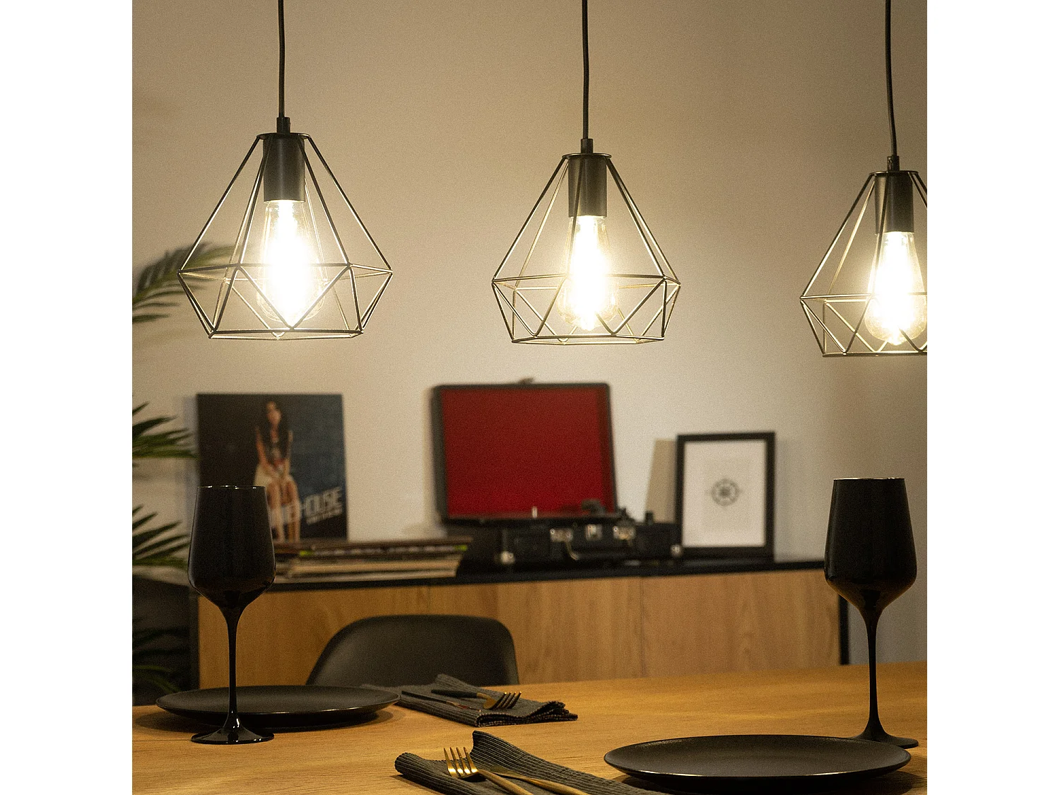 Suspension Métal Sardo 3 Spots Noir