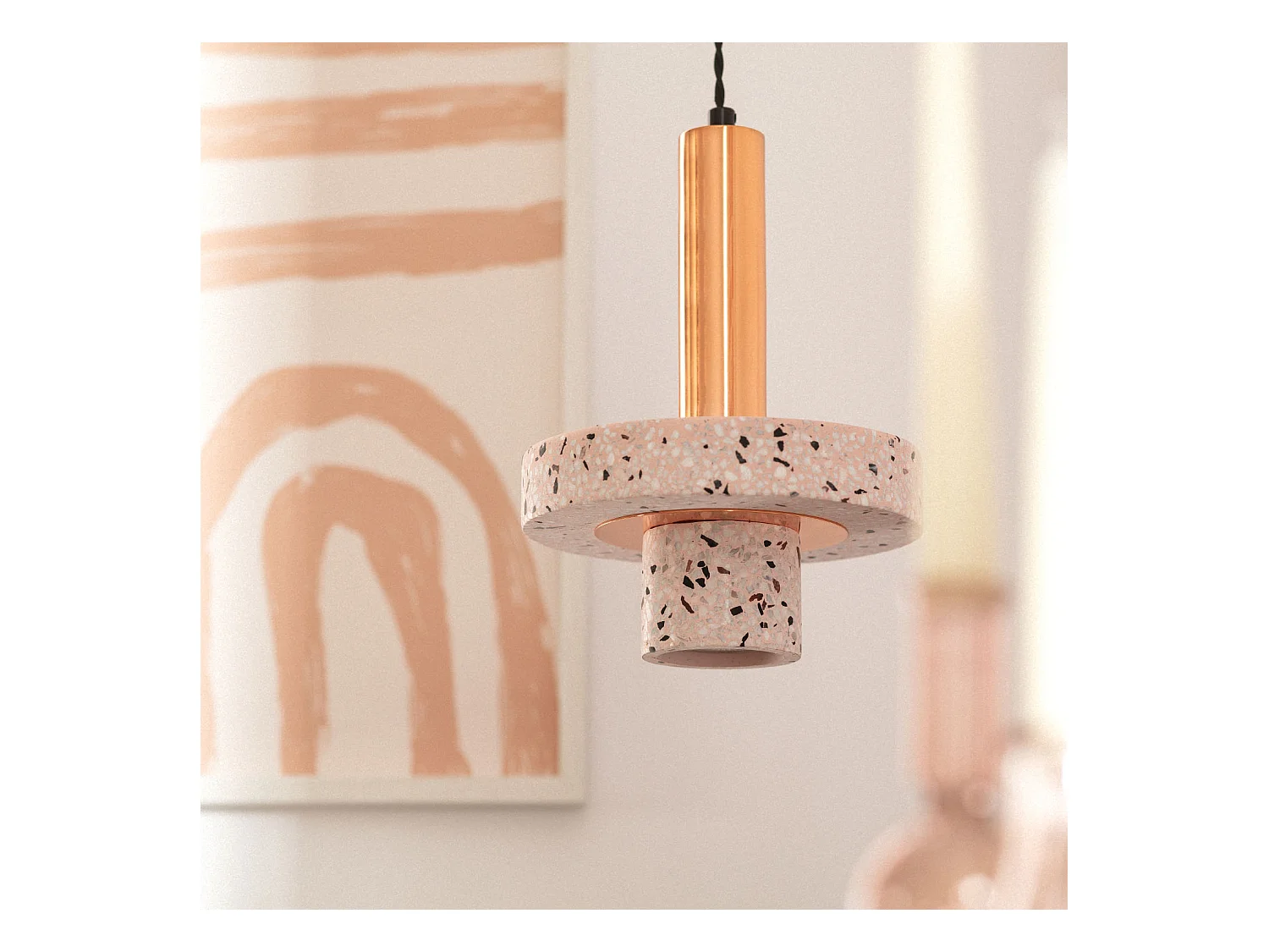 Lampada a Sospensione Metallo e Cemento Hestia Oro Rosa