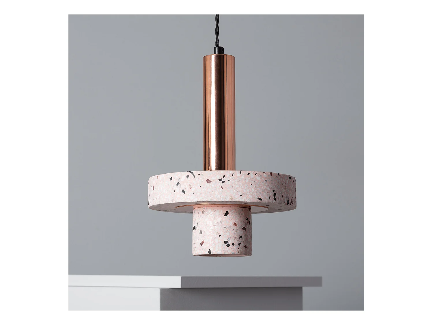 Lampada a Sospensione Metallo e Cemento Hestia Oro Rosa