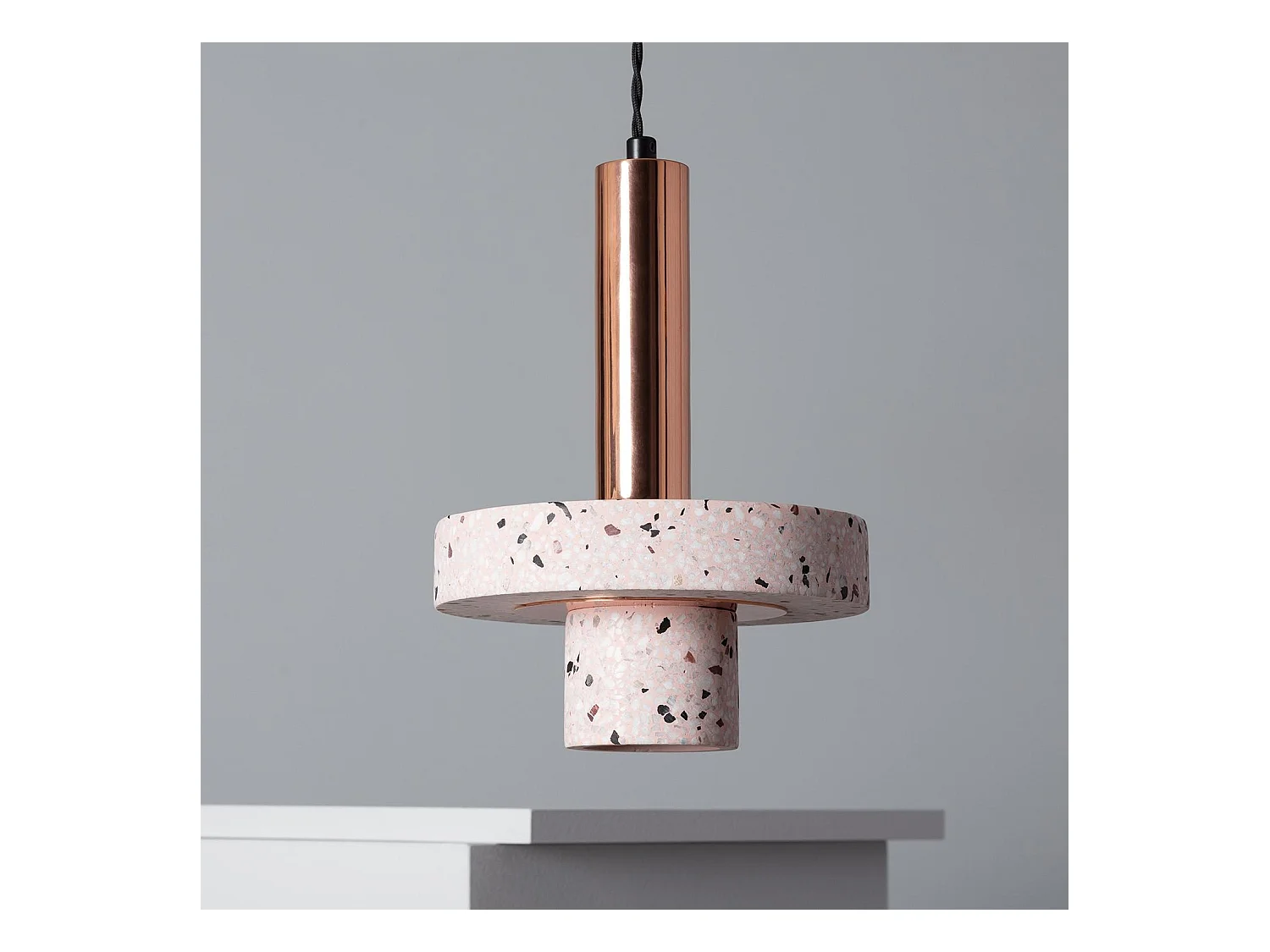 Lampada a Sospensione Metallo e Cemento Hestia Oro Rosa