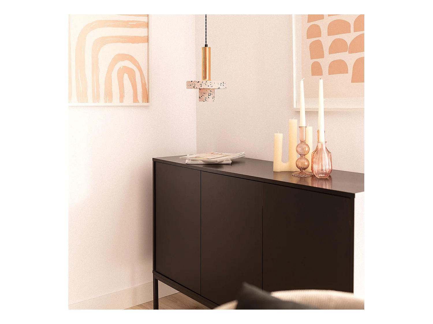 Lampada a Sospensione Metallo e Cemento Hestia Oro Rosa