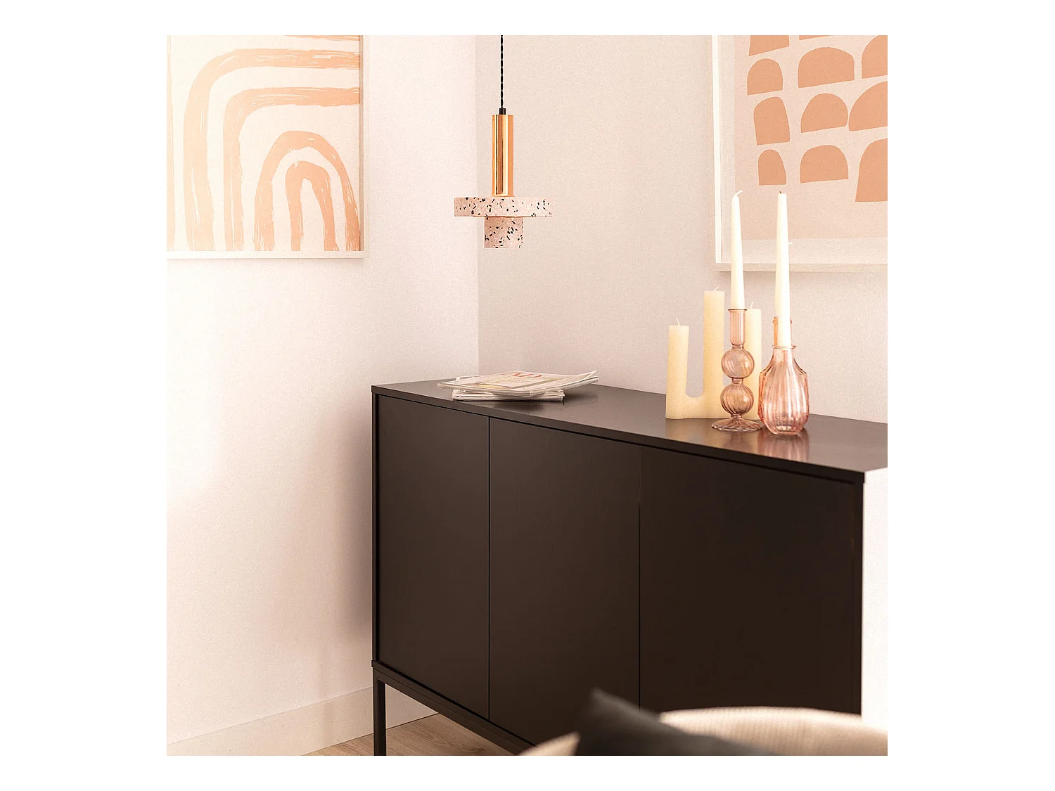 Lampada a Sospensione Metallo e Cemento Hestia Oro Rosa